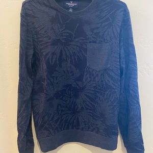 American Eagle Navy Gray Palms Print Sweatshirt S